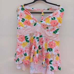 Time and Tru Floral Swim Halter Top